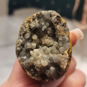 Grape Agate Crystal Semi Polished Sphere Botryoidal Chalcedony w/ Druzy Quartz